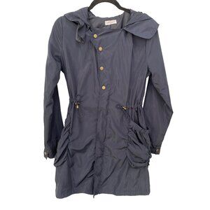 Jax and Henley Hooded Anorak Rain Jacket Women Small Navy Blue Polyester Outdoor